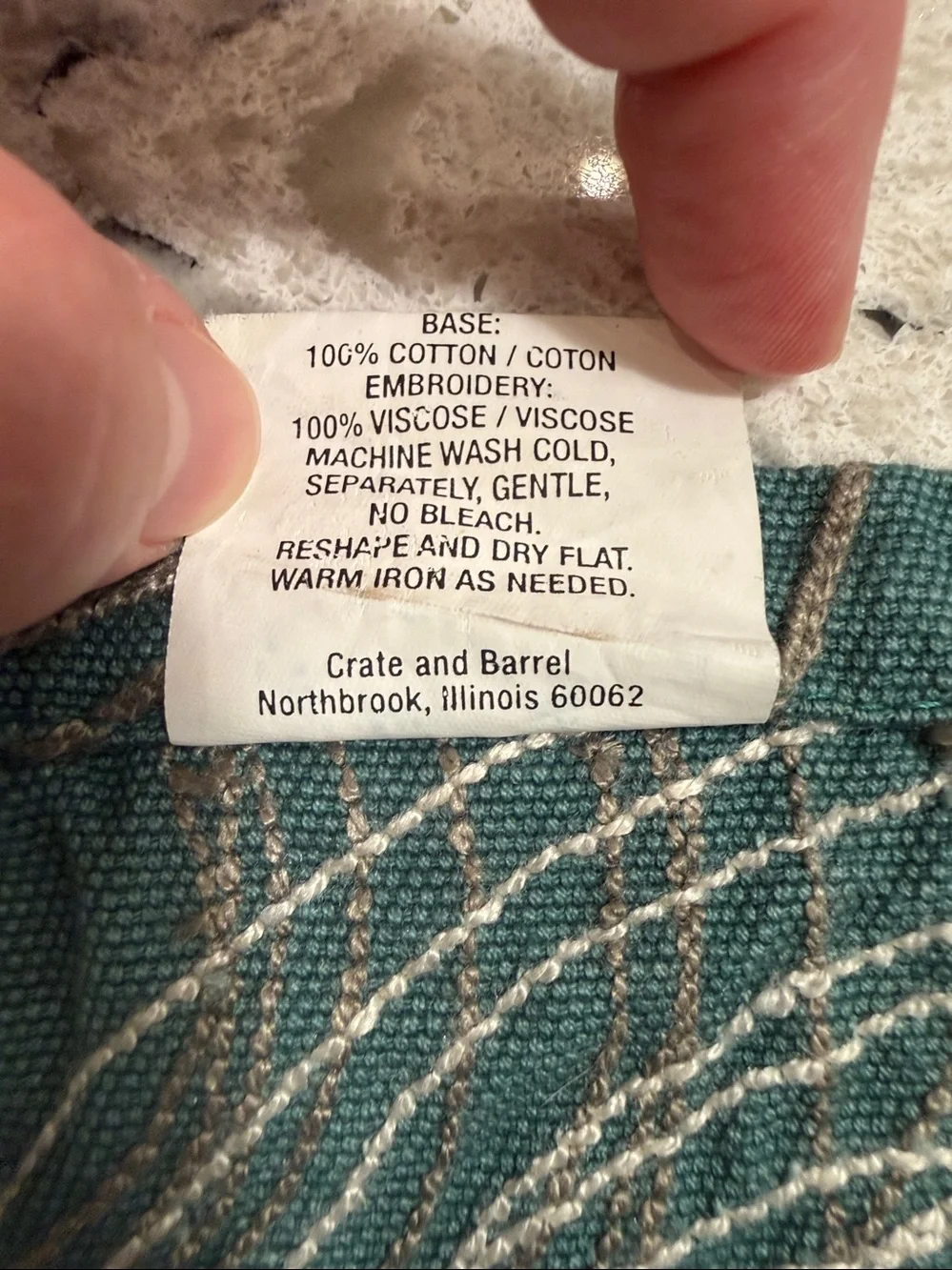 Crate & Barrel Cirque Embroidered Placemats Teal Green Yellow Brown - Set of 4